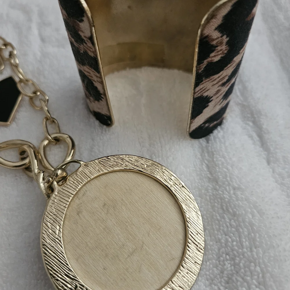 Leopard Print Necklace and Cuff Set